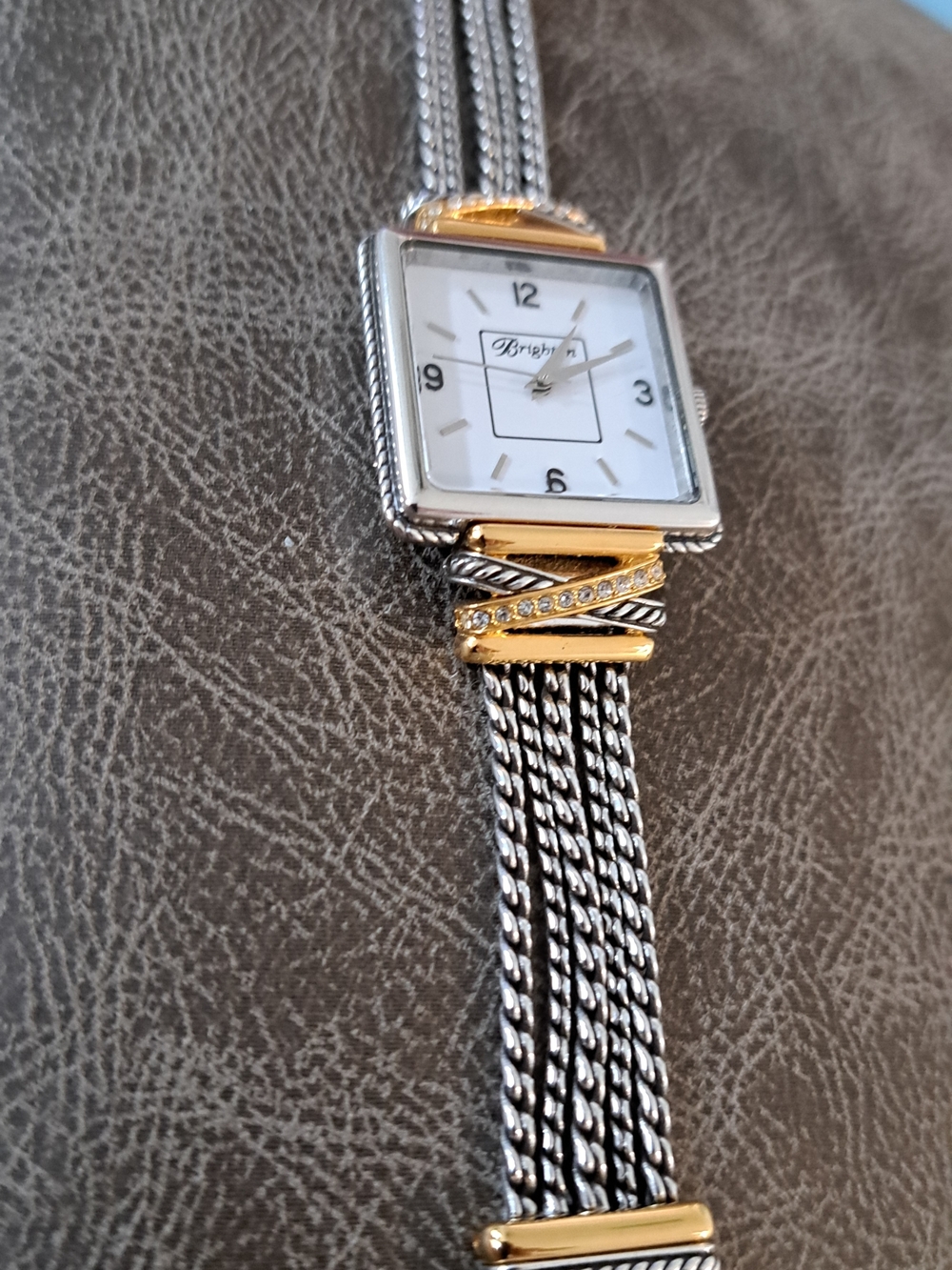 Brighton Two-Tone Square Face Mesh Bracelet Watch - Silver & Gold